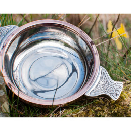 Copper Rim Pewter Quaich, Large