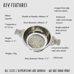 Celtic Circle Pewter Quaich