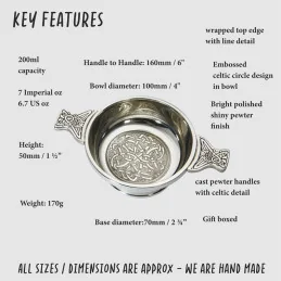 Celtic Circle Pewter Quaich