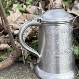 Medieval Hunting Scene Pewter Tankard