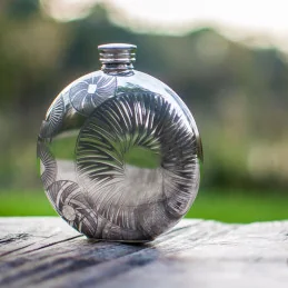 Millstones Round Pewter Flask Millstones Round Pewter Flask