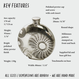 Millstones Round Pewter Flask