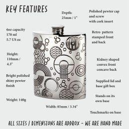 Retro Pewter Kidney Hip Flask