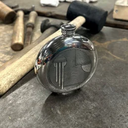  Art Deco Round Pewter Flask