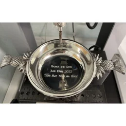 Thistle Handle pewter Quaich