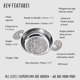 Paisley pewter Quiach - Large