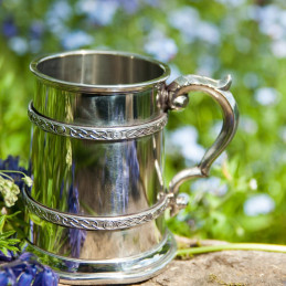 Half Pint Double Celtic Band Pewter Tankard