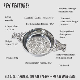 Celtic Circle Pewter Quaich - Large