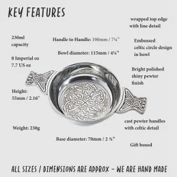 Celtic Circle Pewter Quaich - Large