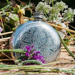 Celtic Round Pewter Flask