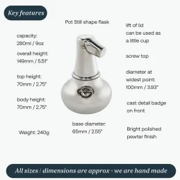 Pot Still Pewter Flask Large