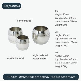 Set of Three Barrel Pewter Measures