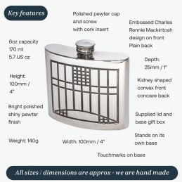Charles Rennie Mackintosh Kidney Hip Flask