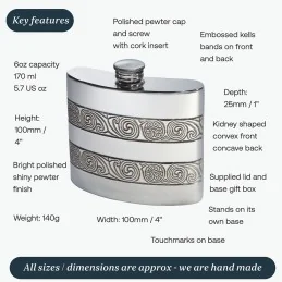 Kells Kidney Hip Flask 6oz