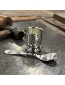Celtic Pewter Egg Cup and Spoon Set