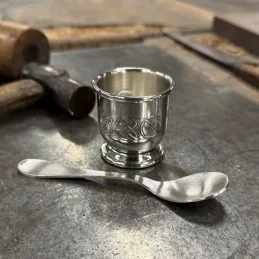 Celtic Pewter Egg Cup and Spoon Set