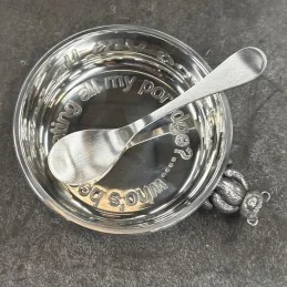 Teddy Bear Pewter Porringer