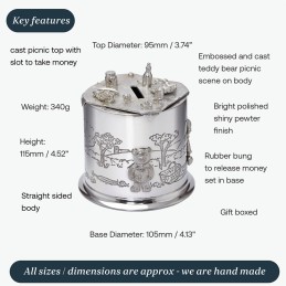 Teddy Bears Picnic Pewter Money Box