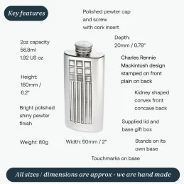 Charles Rennie Mackintosh Purse Flask 2oz