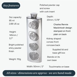 Charles Rennie Mackintosh Purse Flask 3oz