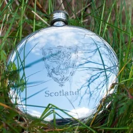 Round Lion of Scotland Pewter Flask