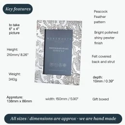 Peacock Pewter Photo Frame Medium