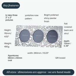 Yorkshire Rose Triple Photo Frame