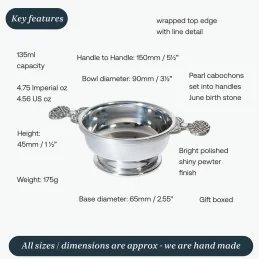June Birthstone Pewter Quaich
