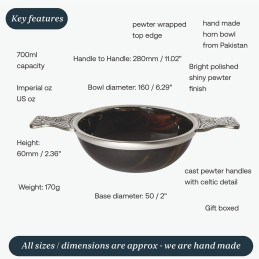 Horn and Pewter Quaich Large