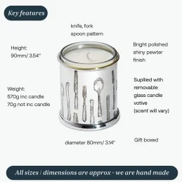 Knife Fork Spoon Pewter Candle Votive