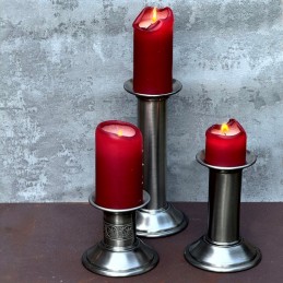 Pillar Antique Finish Pewter Candle Holder Large