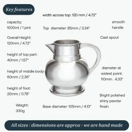 Water Pewter Jug Beer Pewter Pitcher Medium