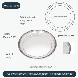 Gadroon Rim Pewter Tray Medium
