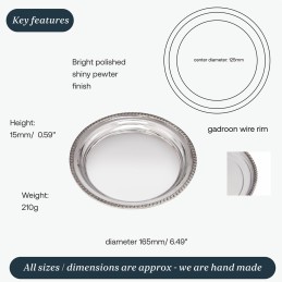 Gadroon Rim Pewter Tray Small