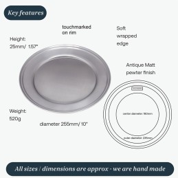 Antique Finish Pewter Plate Large