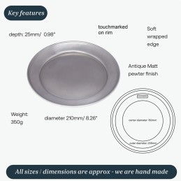 Antique Finish Pewter Plate Medium