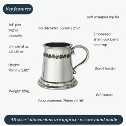 Shamrock Quarter Pint Pewter Mug