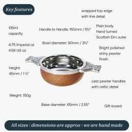 Wood & Pewter Quaich Small