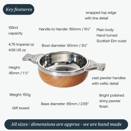 Wood & Pewter Quaich Standard