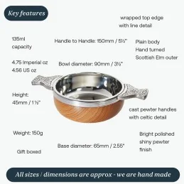 Wood & Pewter Quaich Standard