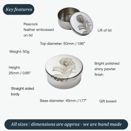 Peacock Pewter Trinket Box Small