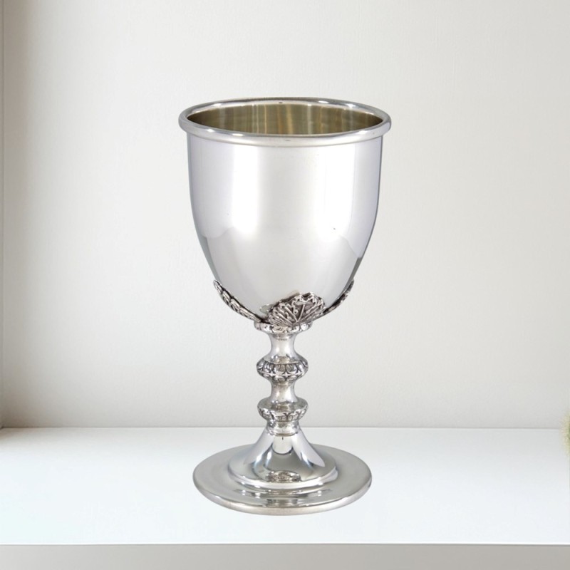 Dionysus Pewter Goblet – 380ml Vine Leaf Stem, Gift Box