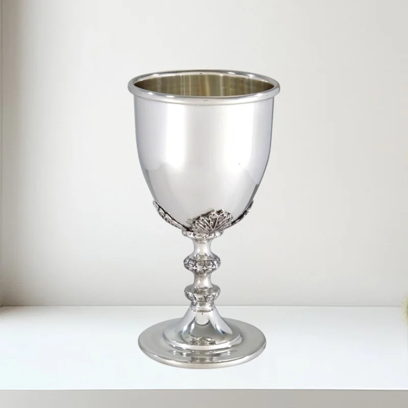 Dionysus Pewter Goblet – 380ml with Vine Leaf Stem and Gift Box