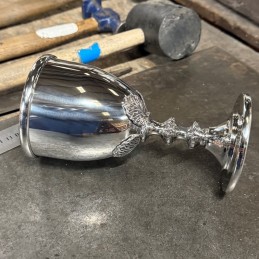 Dionysus Pewter Goblet – 380ml Vine Leaf Stem, Gift Box