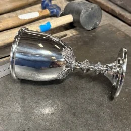 Dionysus Pewter Goblet – 380ml with Vine Leaf Stem and Gift Box