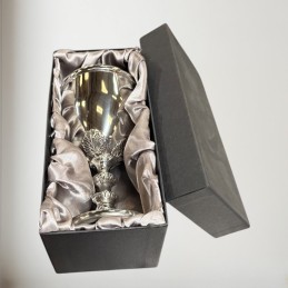 Dionysus Pewter Goblet – 380ml Vine Leaf Stem, Gift Box