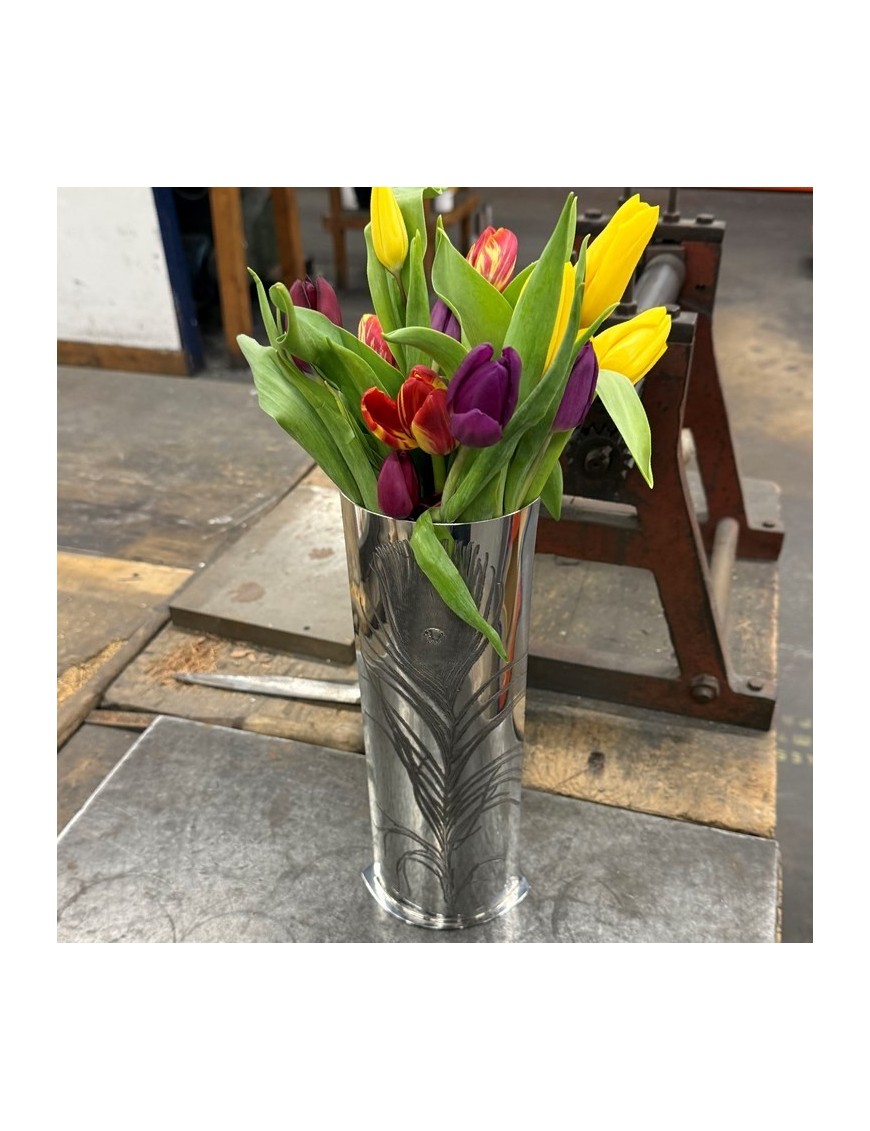 Large Peacock Pewter Vase – V&A Inspired Statement Piece