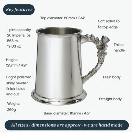 Thistle Handle Pewter Tankard