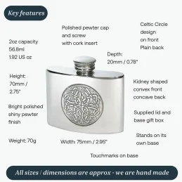 Celtic Circle Kidney Flask 2oz