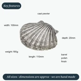 Scallop Pewter Shell Ornament